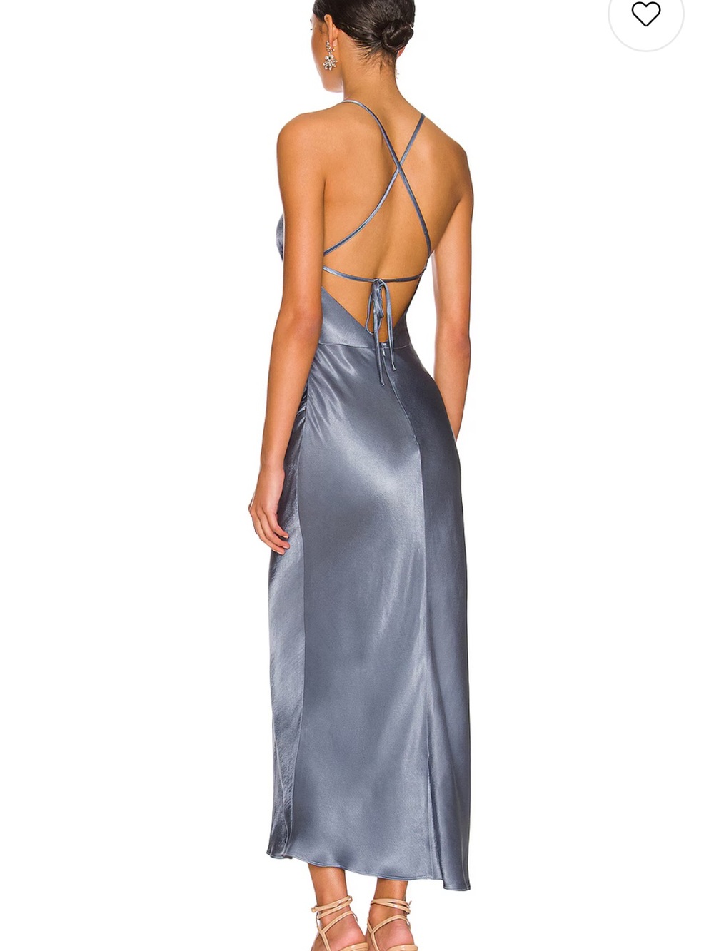 Shona joy blue la lune asymmetrical bias cowl satin midi dress US SZ 2 - Picture 2 of 10